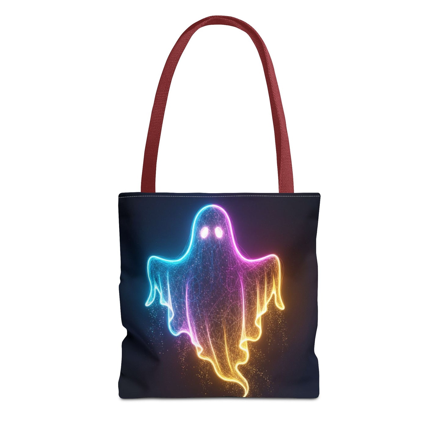 Neon Ghost Tote Bag - Bright Colorful Ghost Print Shoulder Tote, Spooky Cute Reusable Canvas Bag, Halloween Aesthetic Everyday Carry