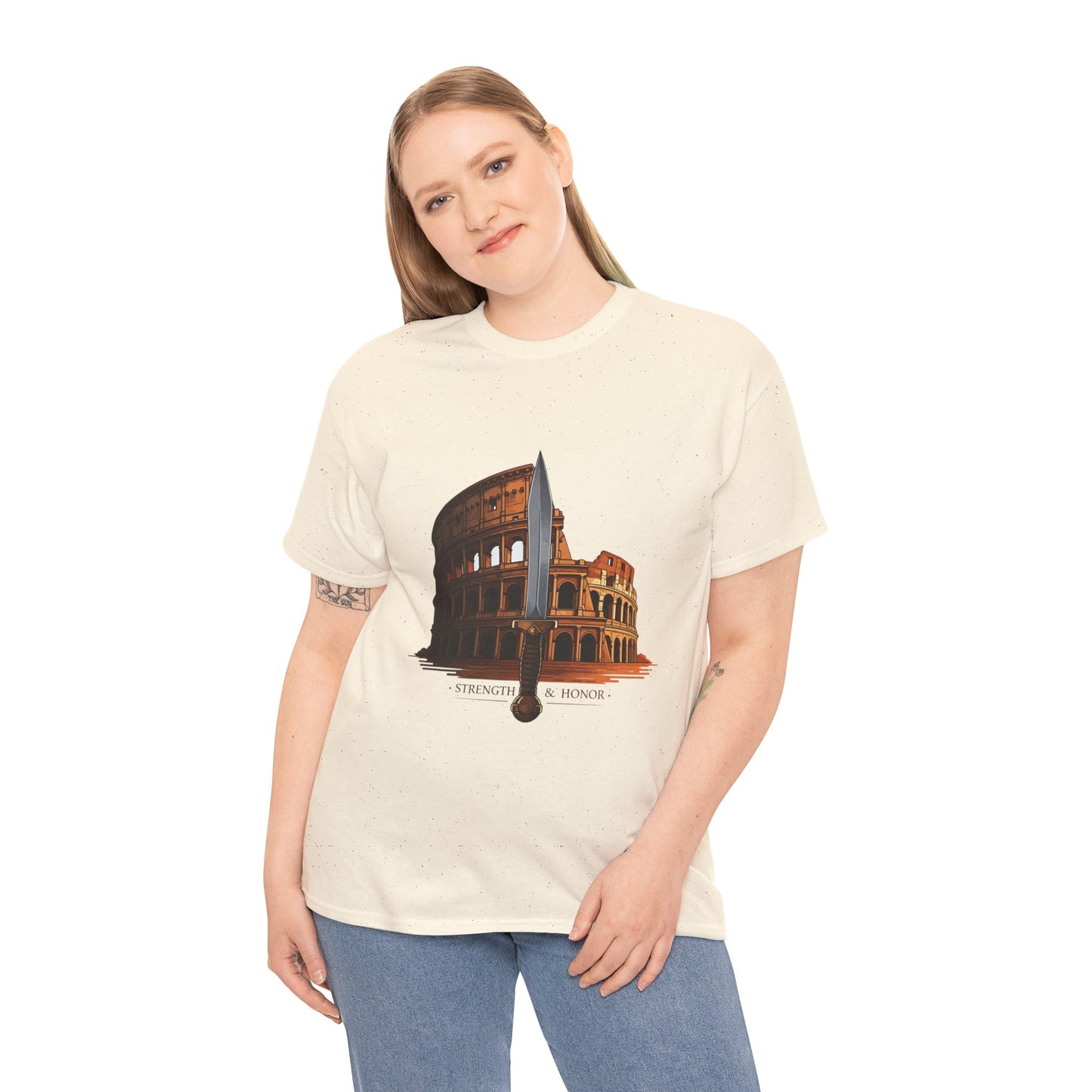 Strength & Honor Gladiator Shirt – Roman Colosseum Sword Graphic Tee – Ancient Rome History T-Shirt for Gladiator & Travel Fans