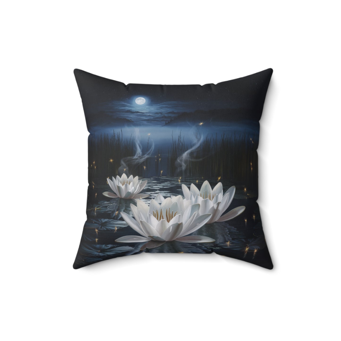Moonlit Water Lily Pillow
