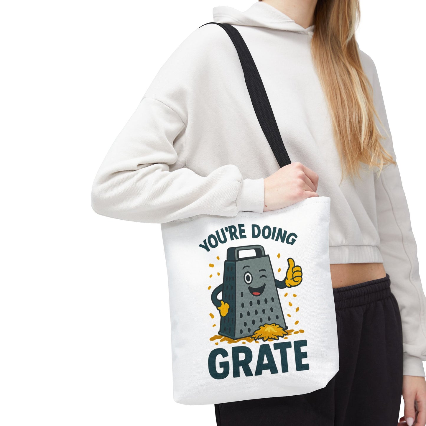 Funny Cheese Pun Tote Bag – “You’re Doing Grate” Grocery Bag | Cute Gift for Coworkers, Teachers, Food Lovers & Everyday Motivation