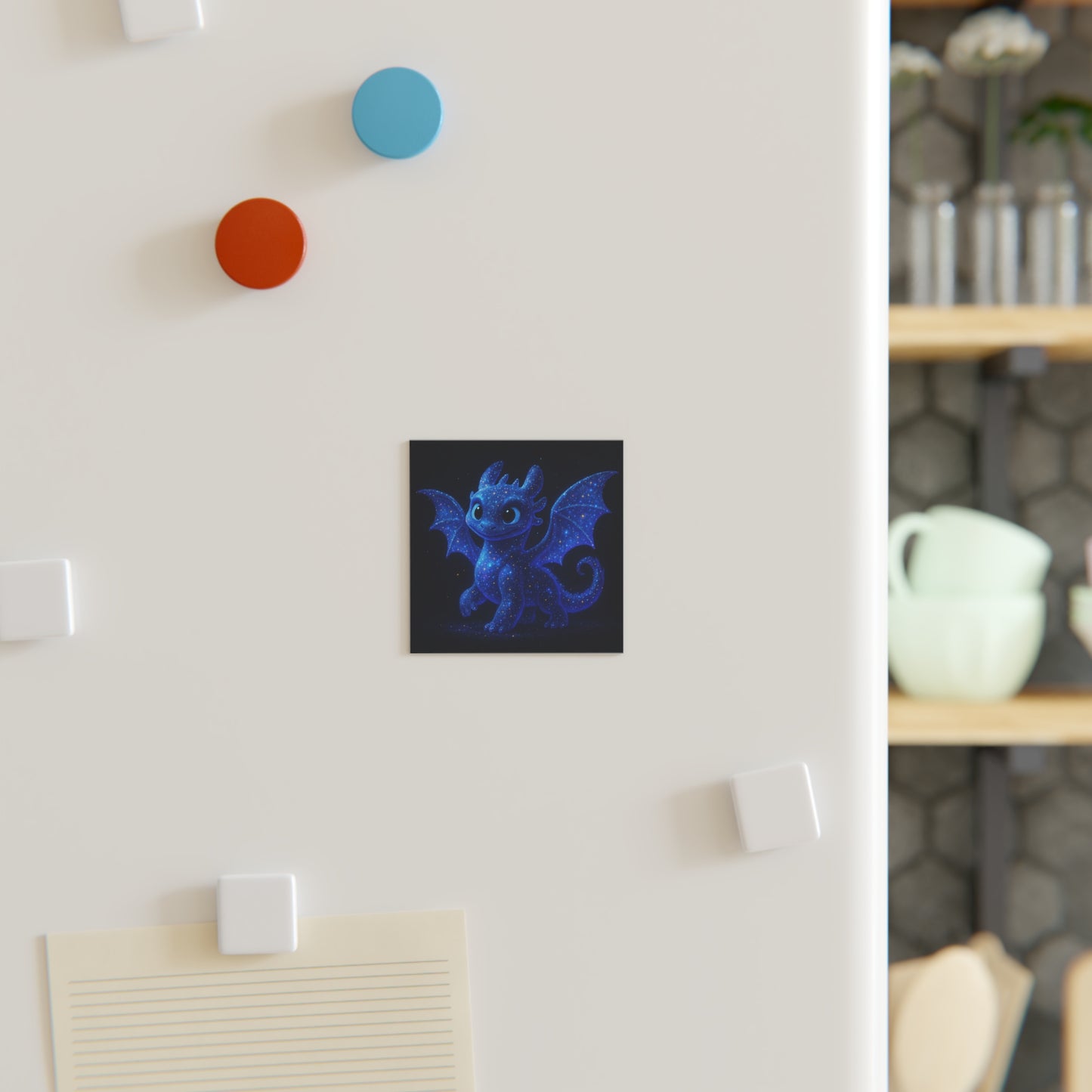 Galaxy Dragon Fridge Magnet - Cute Fantasy Starry Dragon Magnet Gift for Kids & Adults - Celestial Art Kitchen Decor