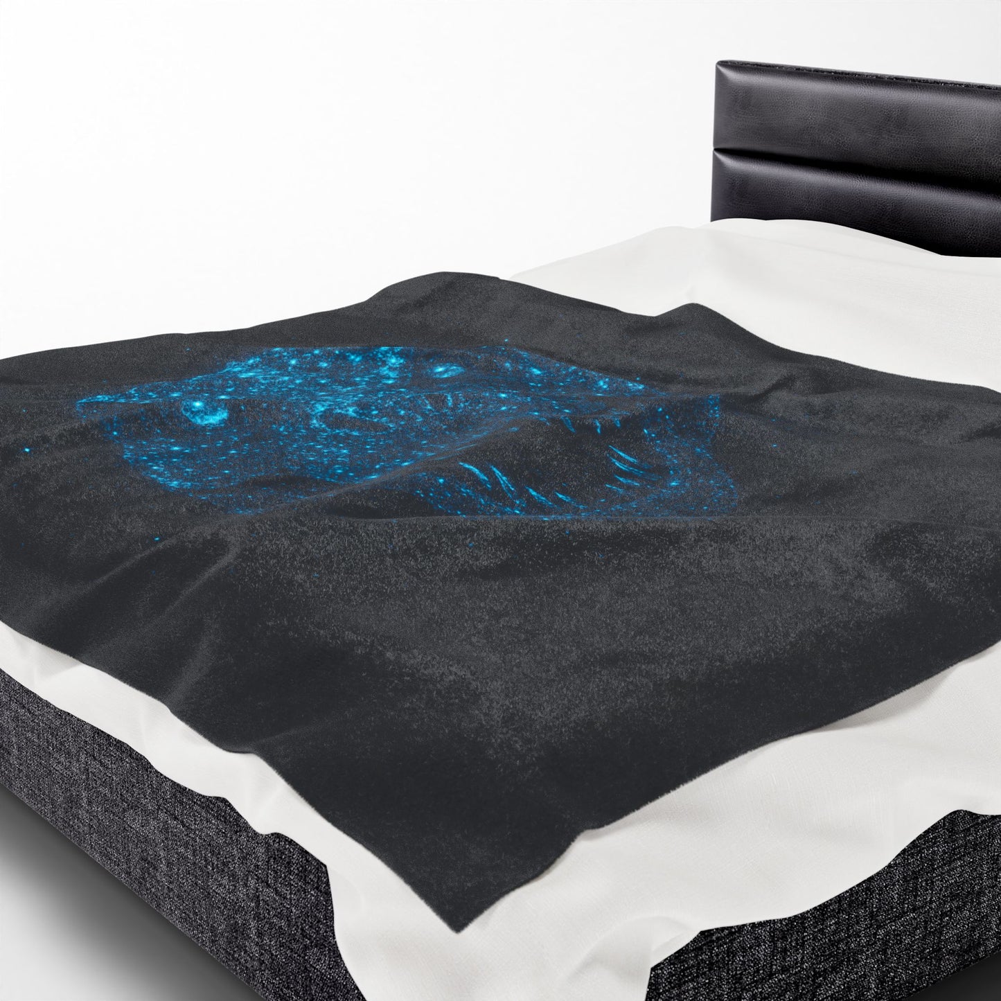 Bioluminescent-Style T-Rex Blanket - Neon Blue Dinosaur Throw for Kids, Teens and Gamers - Soft Cozy Dino Bedding, Unique Jurassic Gift