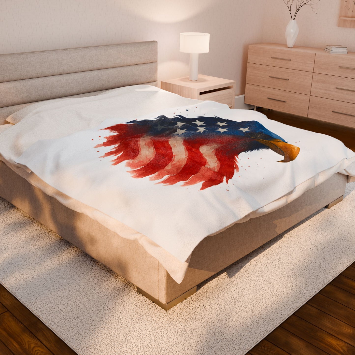 Patriotic Eagle Plush Blanket - Soft USA Flag Throw - Cozy Polyester Eagle Throw for Veterans, 4th of July, Home Decor Gift