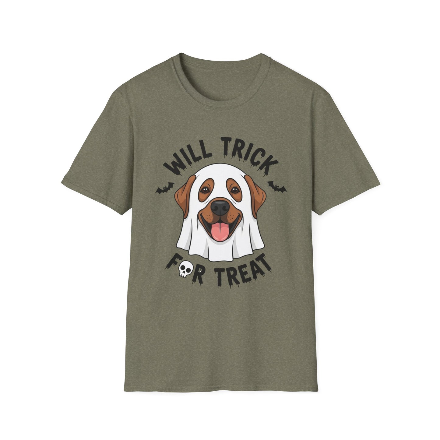 Will Trick for Treat Ghost Dog Halloween T-Shirt | Funny Spooky Dog Tee | Trick or Treat Pup Graphic Tee | Cute Fall Gift for Dog Lovers