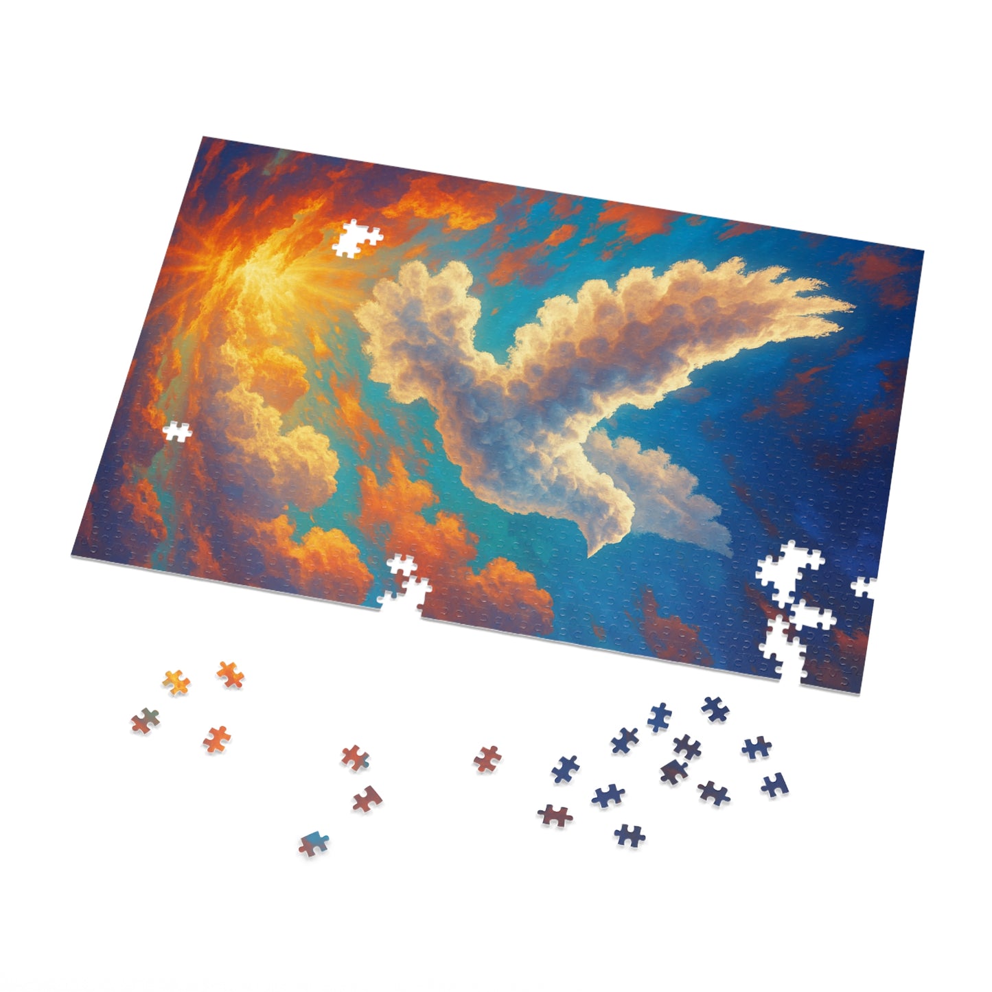 Jigsaw Puzzle: Cloud Dove Sunset Scene Inspirational Game Christian Puzzle Spiritual Jigsaw Religious Puzzle