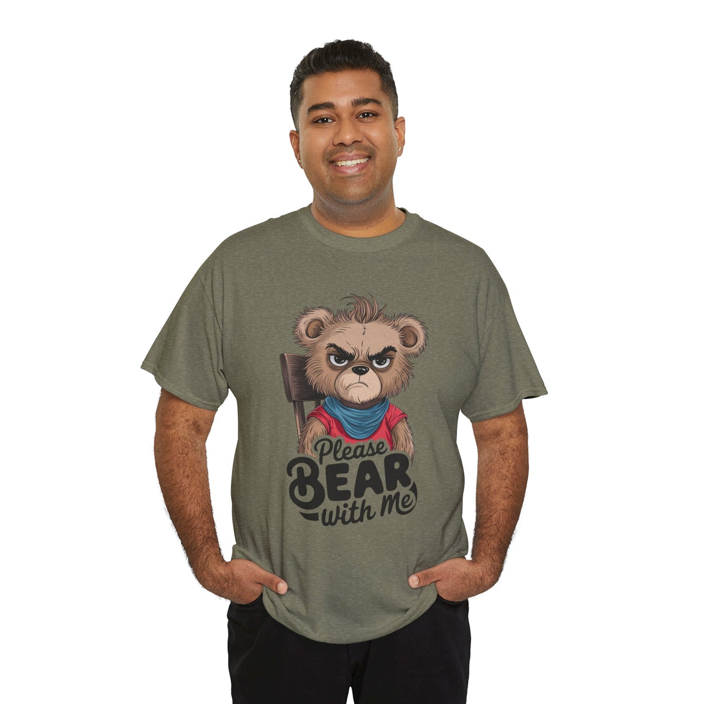 Grumpy Bear Graphic Tee – Please Bear With Me Shirt – Funny Animal T‑shirt – Sarcastic Humor Gift – Cute Bear Meme Art Tee