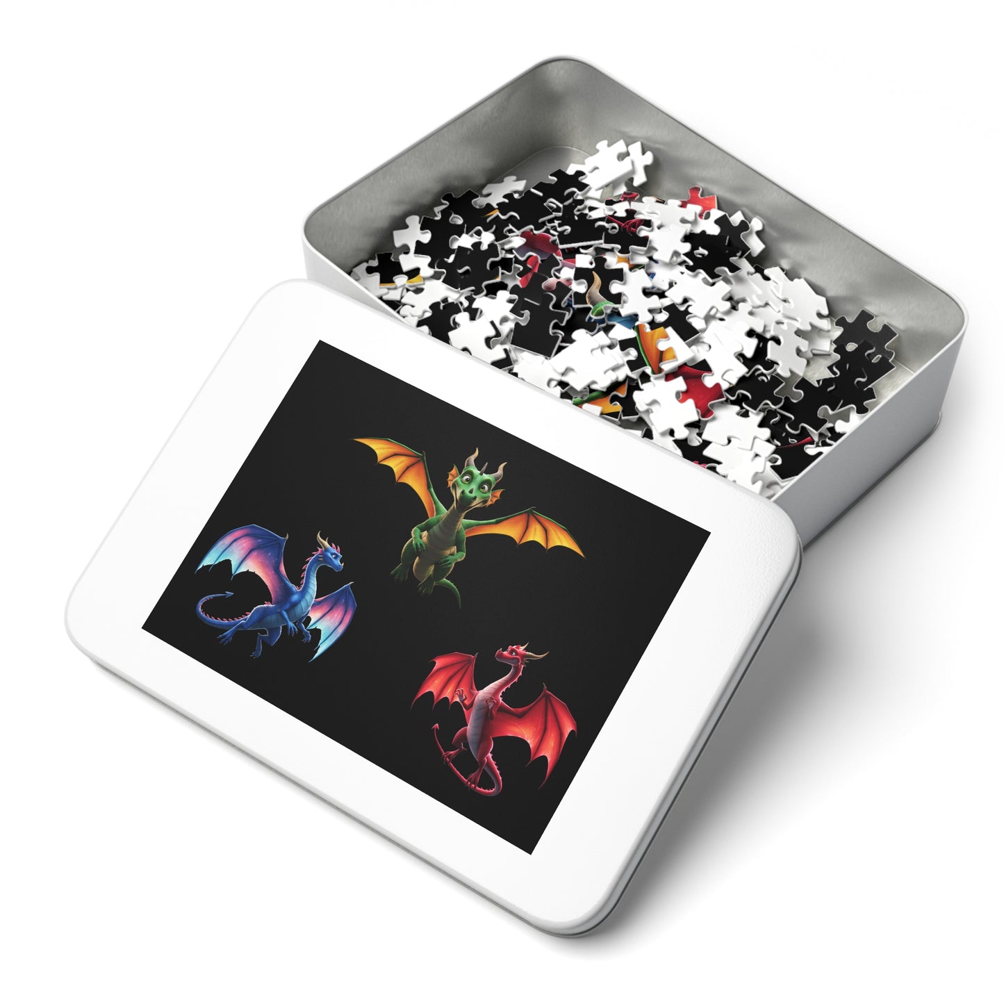 Fantasy Dragon Jigsaw Puzzle in Tin – 252‑2000pc Adult and Kids Puzzle, Family Game Night, Gift for Dragon Lovers, DandD Art Decor