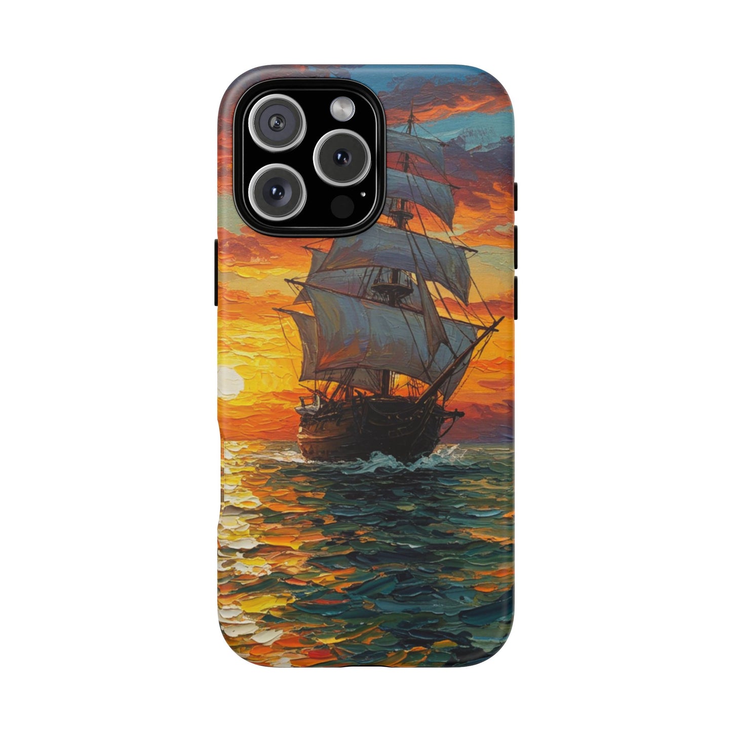 iPhone Case - Ship Sailing at Sunset Design