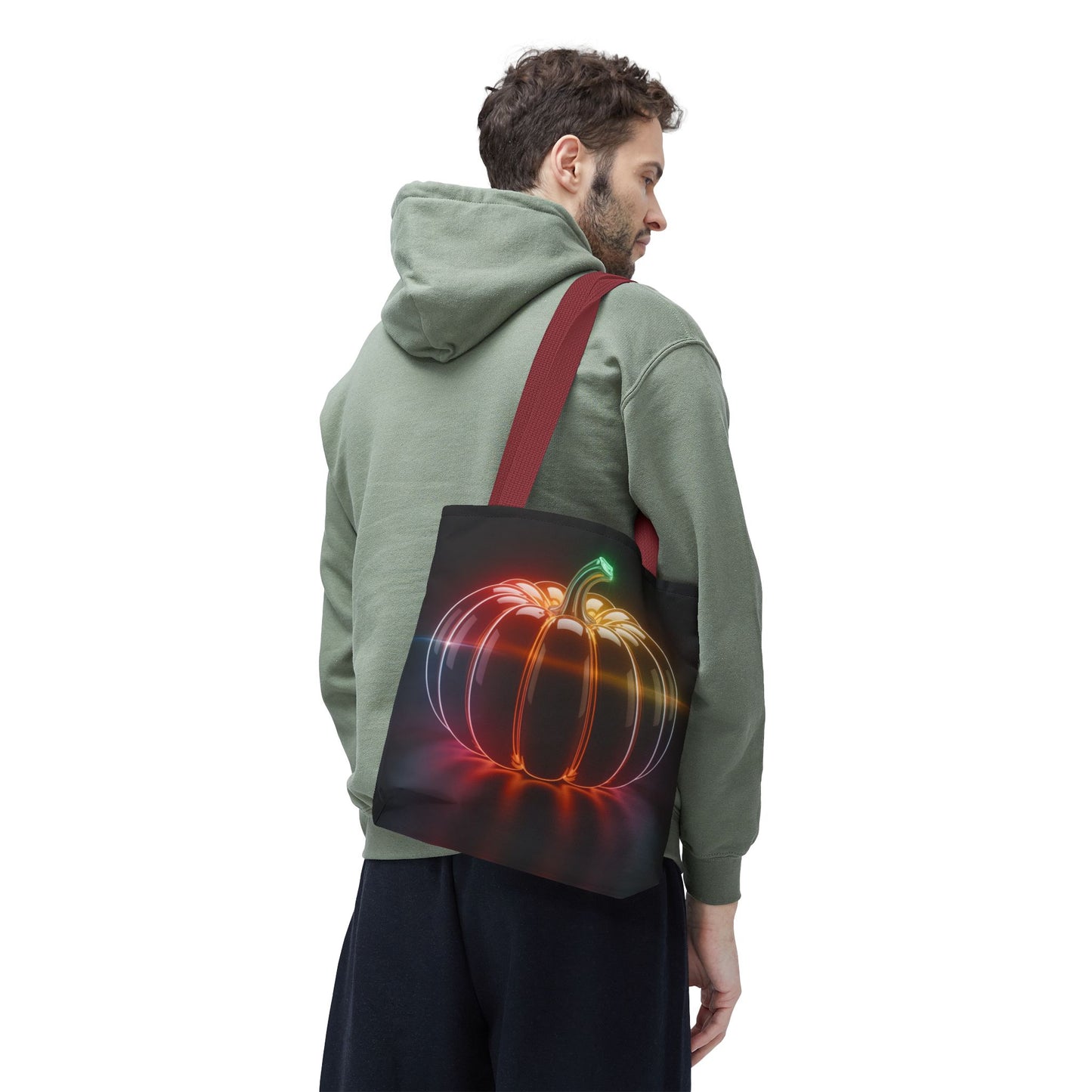 Neon Pumpkin Tote Bag, Glowing Halloween Bag, Modern Fall Tote, Pumpkin Aesthetic Accessory, Trick Or Treat Bag, Spooky Season Gift