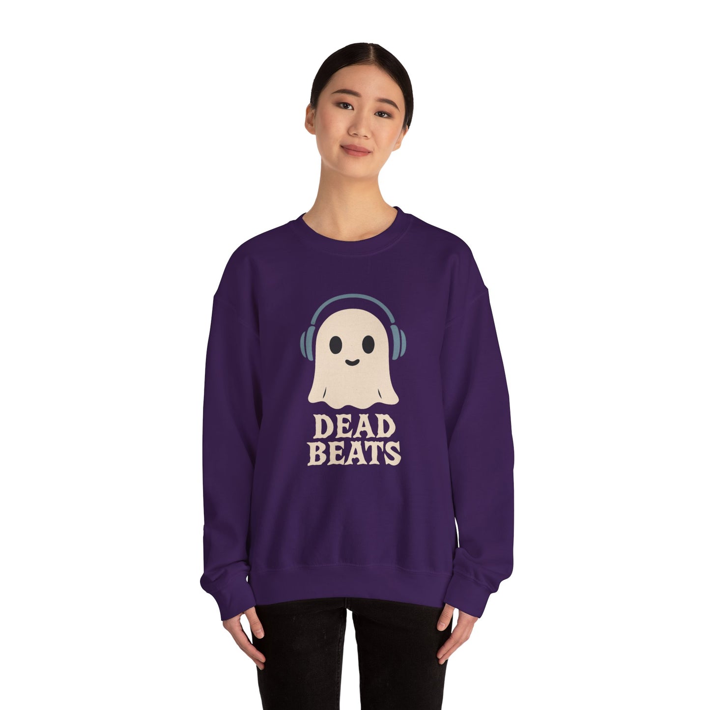 Dead Beats Ghost Sweatshirt, Funny Halloween Crewneck, Spooky Season Pullover, Music Lover Halloween Shirt, Cute Ghost Graphic Top