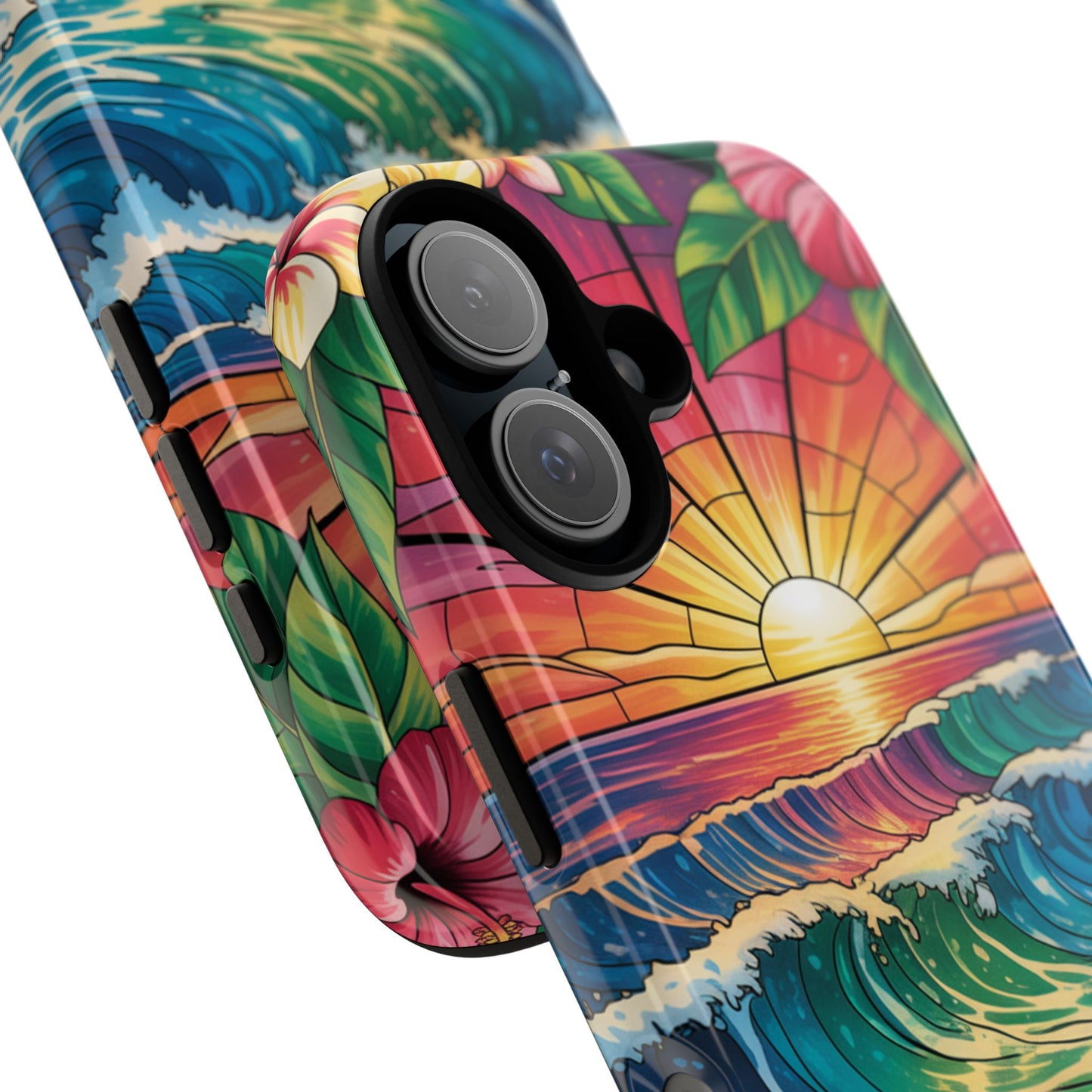 Ohana iPhone Case Tropical Hawaiian Sunset Phone Cover Wave Floral Beach Art Cute Gift for iPhone Lovers