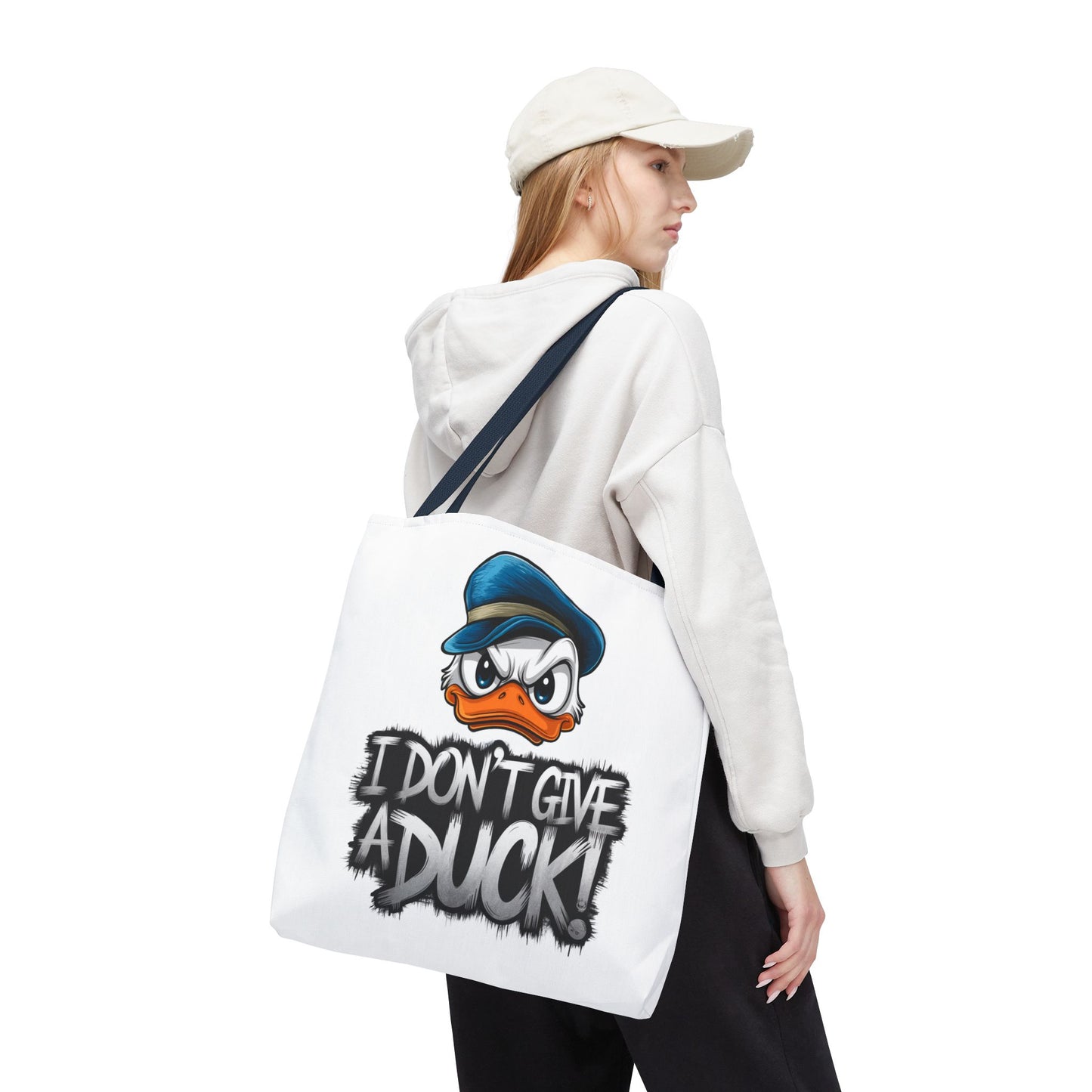 Funny Grumpy Duck Tote Bag | I Don’t Give A Duck Canvas Tote | Eco Reusable Cotton Gift Tote | Cute Animal Humor Market Bag