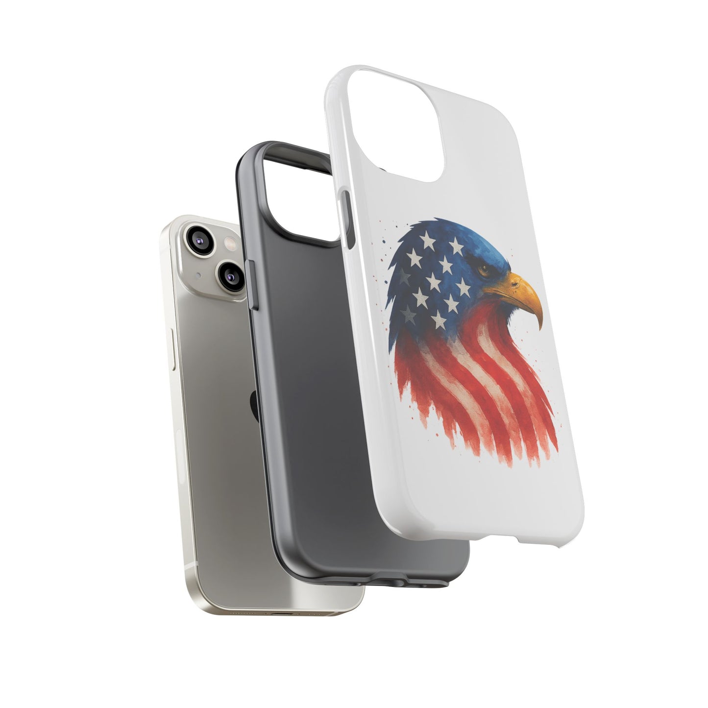 Patriotic Eagle iPhone Case - USA Flag Tough Cover, Dual-Layer Rugged Protection, 4th of July and Veteran Gift