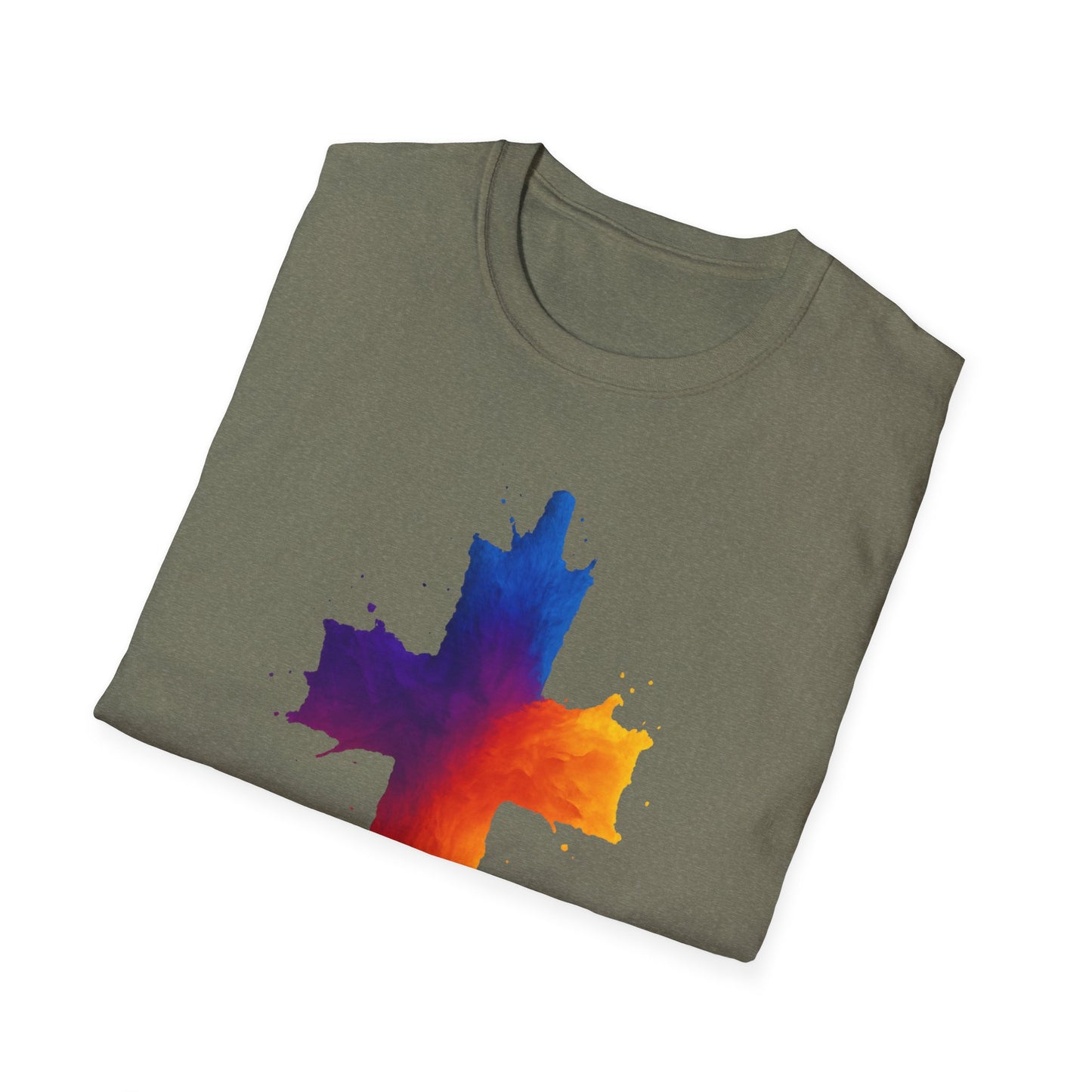 Colorful Abstract Cross T‑Shirt | Bold Grunge Paint Splatter Christian Tee | Unique Vibrant Gift | Inspirational Faith Graphic Shirt