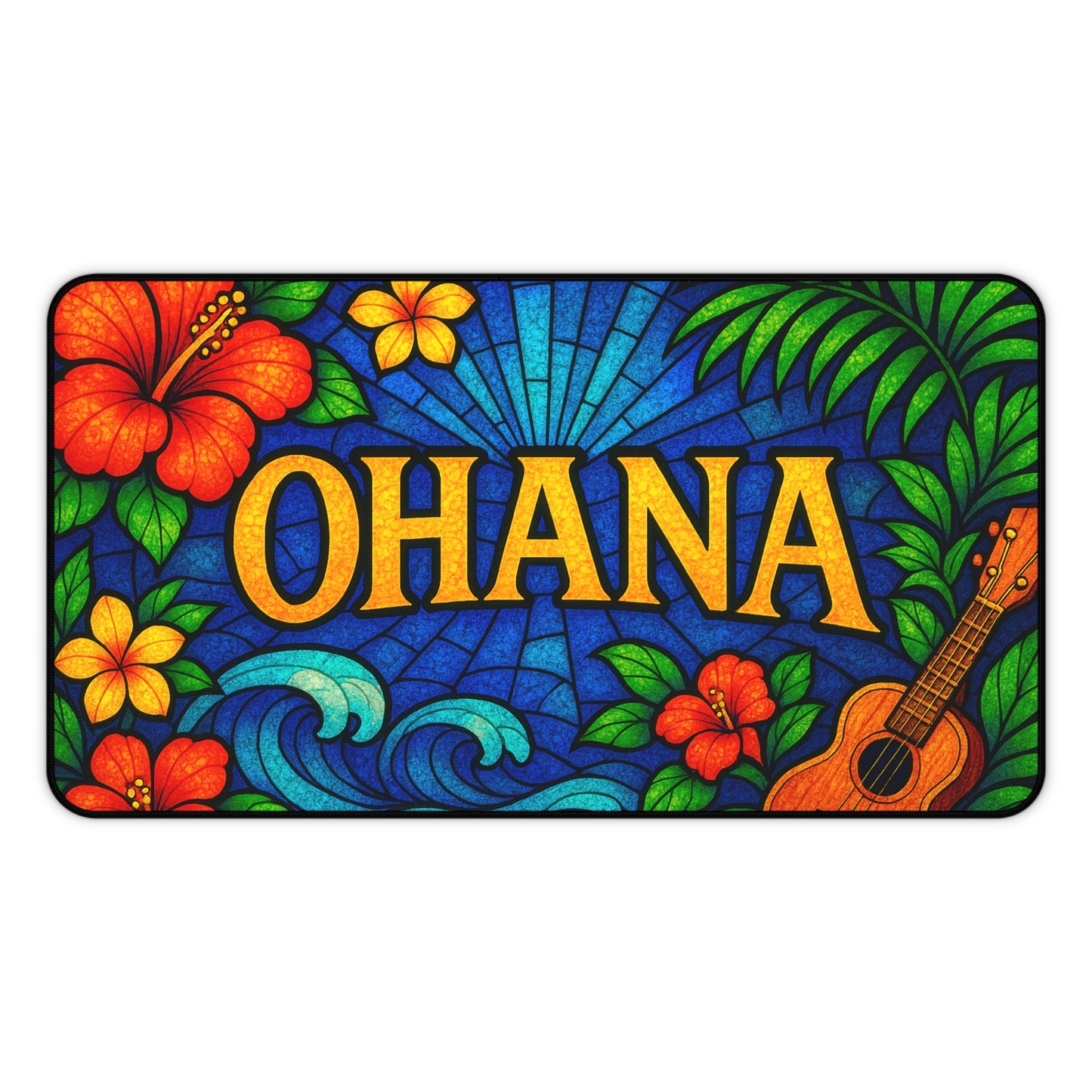 Ohana Desk Mat – Tropical Floral Mouse Pad, Hawaiian Office Decor, Extended Gaming Mat