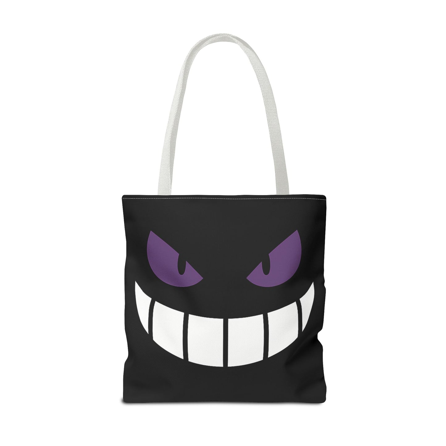 Evil Grin Tote Bag, Spooky Purple Eyes Reusable Shopping Bag, Creepy Cute Halloween Tote, Gothic Horror Canvas Bag, Gamer Room Accessory