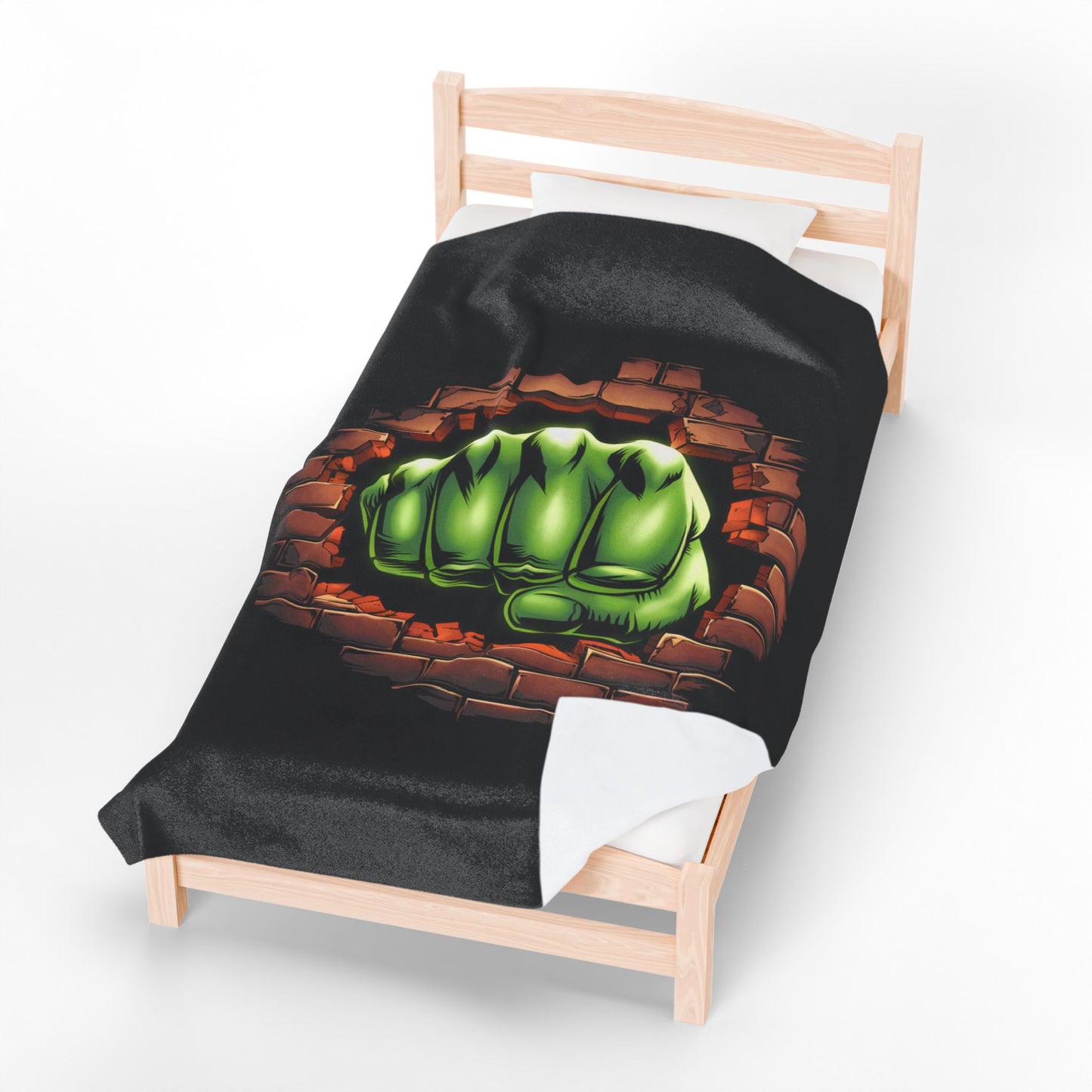 Plush Blanket Green Fist Smash Design, Green Throw, Green Comic Blanket, Geeky Decor