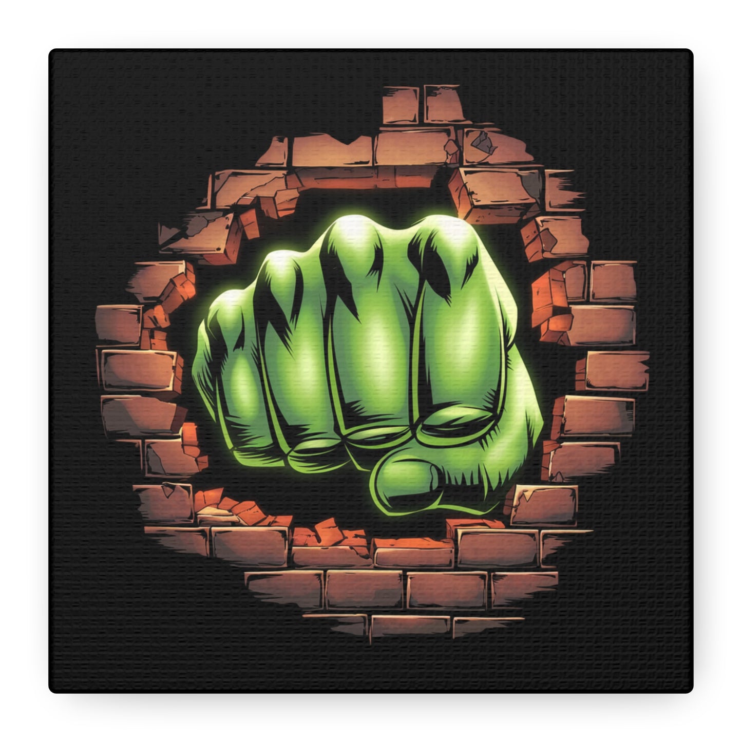 Wall Canvas Green Fist Smashing Design, Wall Art, Comic Canvas