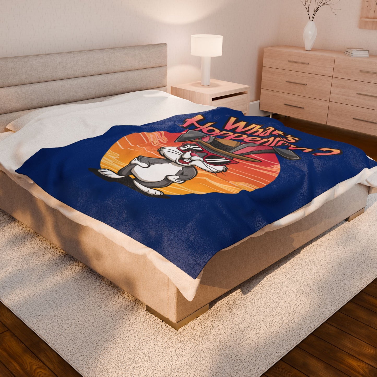 Plush Blanket - What's Hoppening Bunny Design