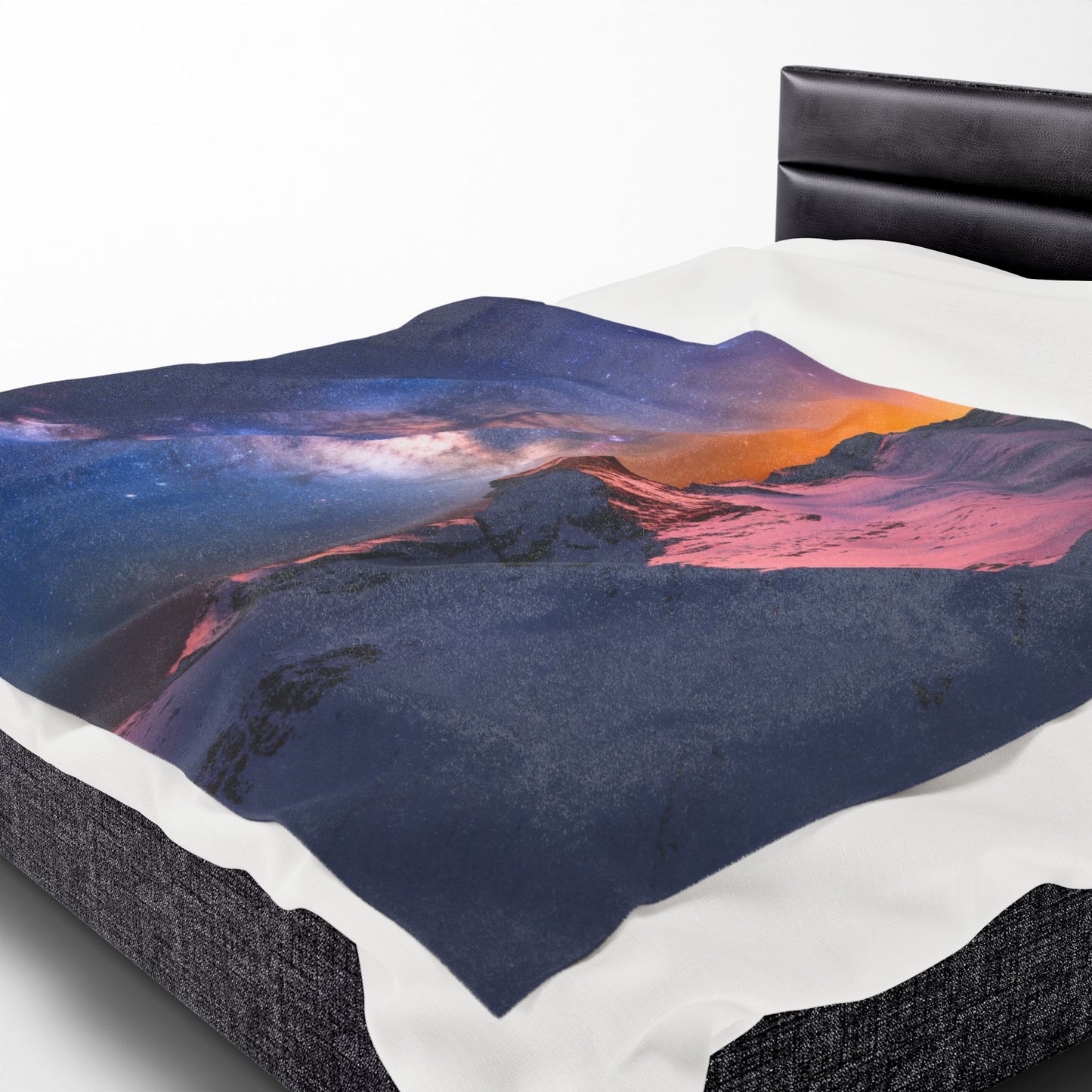 Cosmic Mountain Velveteen Plush Blanket Soft & Cozy Starry Night Throw for Home Decor