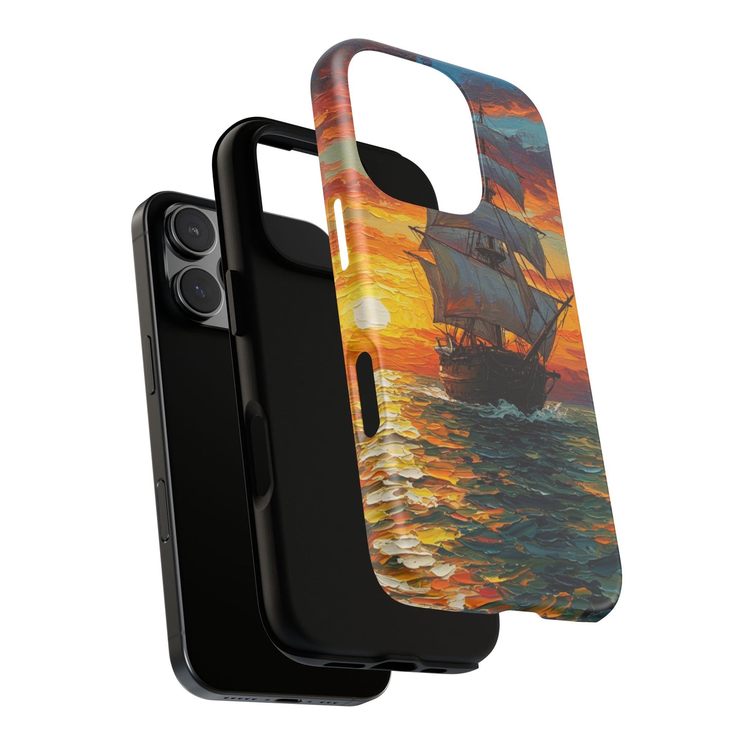 iPhone Case - Ship Sailing at Sunset Design