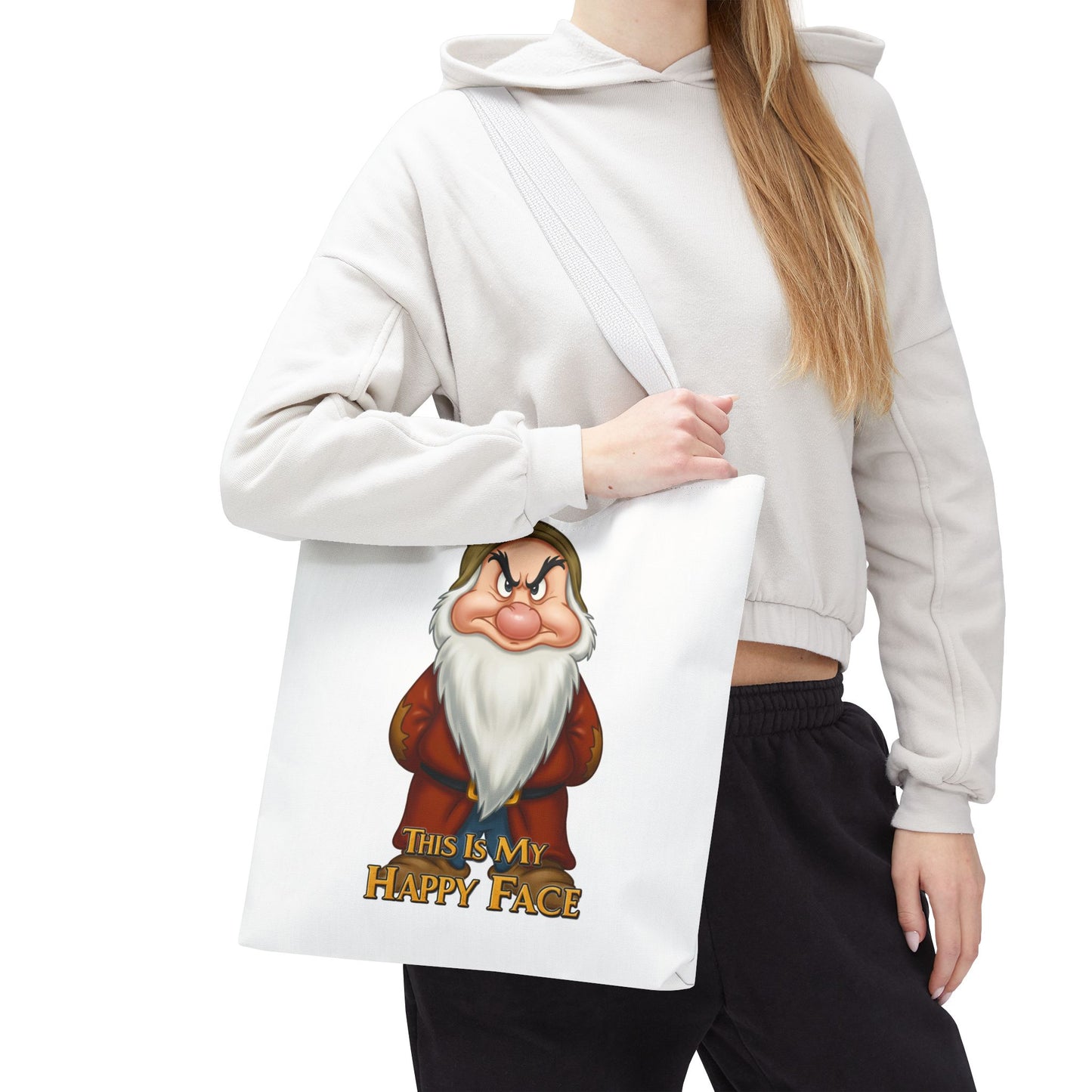 Grumpy Dwarf Tote Bag - "This Is My Happy Face"