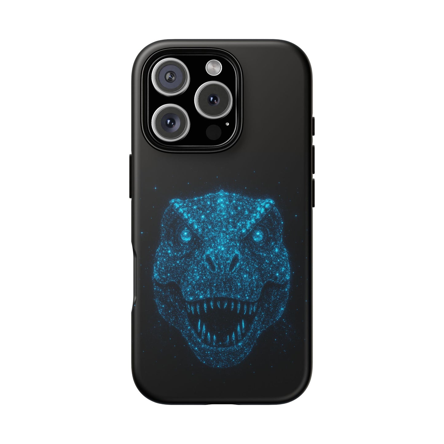 Bioluminescent Particle T-Rex iPhone Case - Galaxy-Style Cosmic Dino on Tough Dual-Layer Cover, Gift for Dino & Space Fans