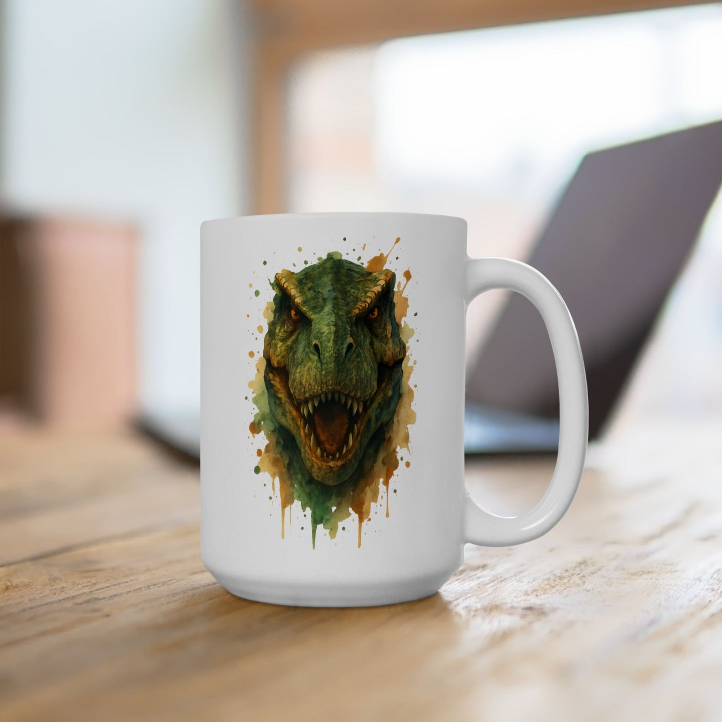 T-Rex Dinosaur Mug – Roaring T‑Rex Coffee Cup 11oz & 15oz | Jurassic Gift for Dino Lovers | Scary Dinosaur Kitchen Decor Mug