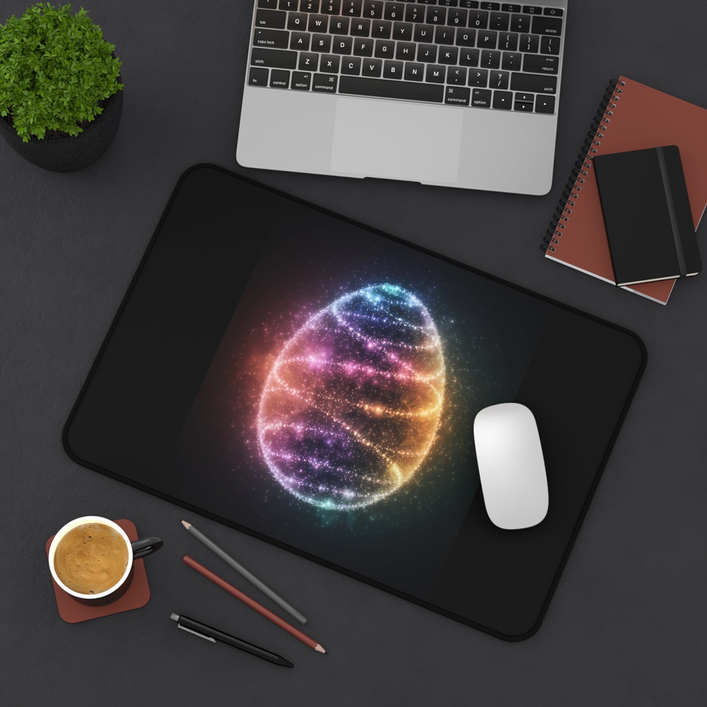 Desk Mat - Bioluminescent Easter Egg Easter Mouse Pad Easter Decor Easter Egg Office Decor