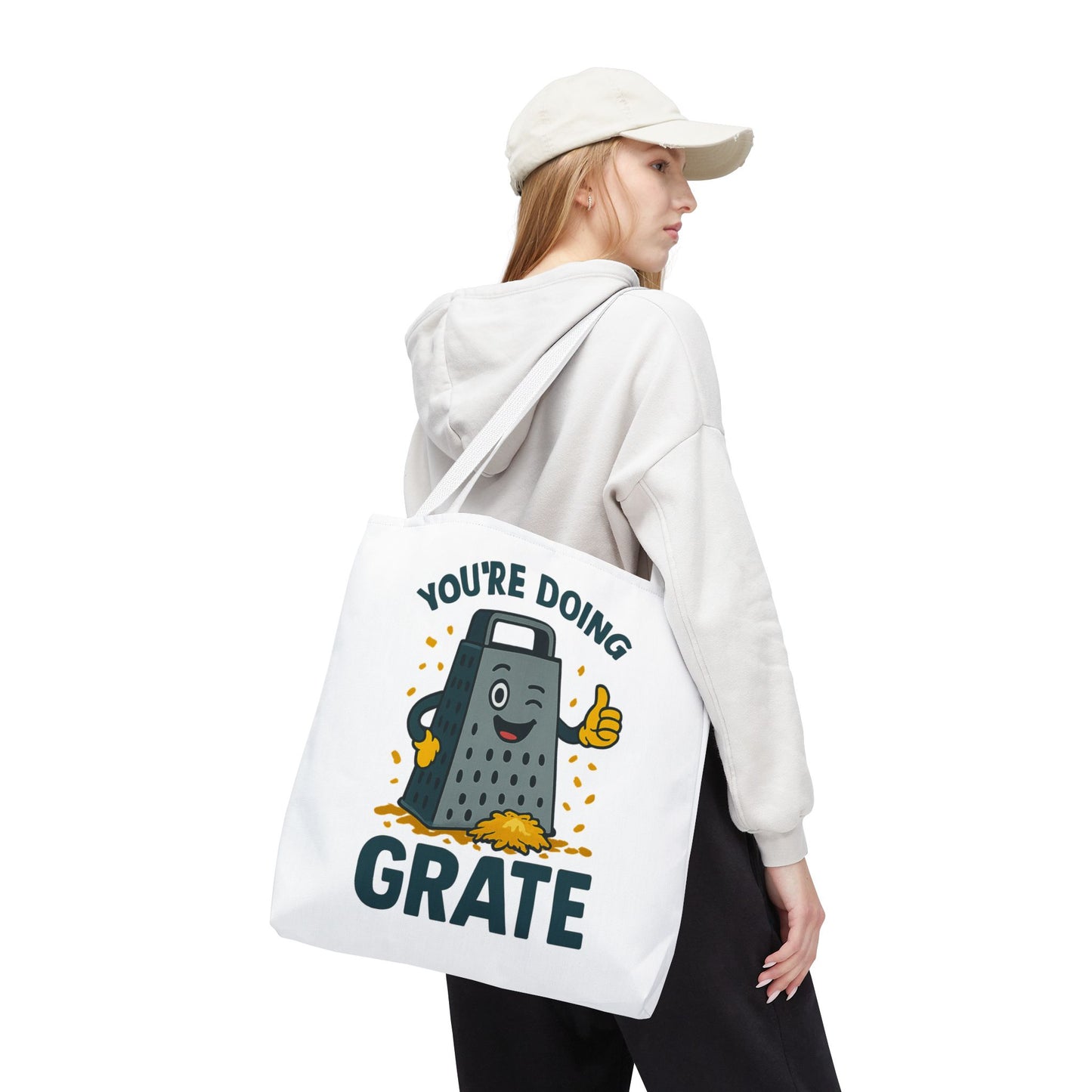 Funny Cheese Pun Tote Bag – “You’re Doing Grate” Grocery Bag | Cute Gift for Coworkers, Teachers, Food Lovers & Everyday Motivation