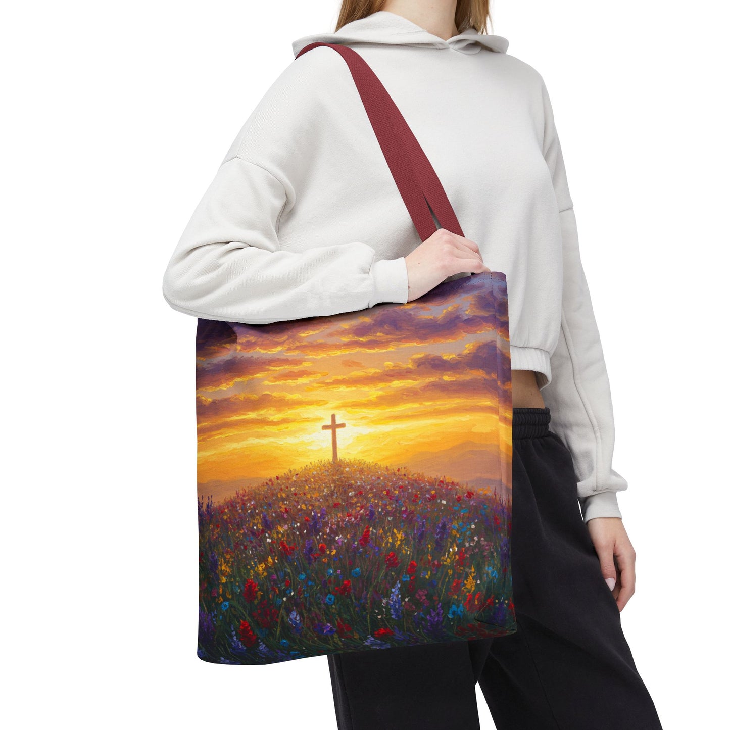 Cross Painted Tote Bag Christian Bag Inspirational Tote Spiritual Bag Religious Tote Bag