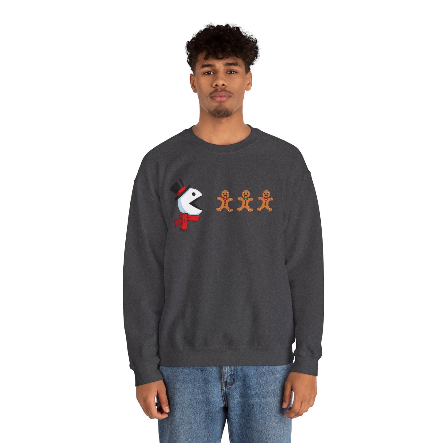 Funny Snowman And Gingerbread Sweatshirt, Cute Christmas Crewneck, Holiday Winter Sweater, Festive Graphic Pullover For Men And Women