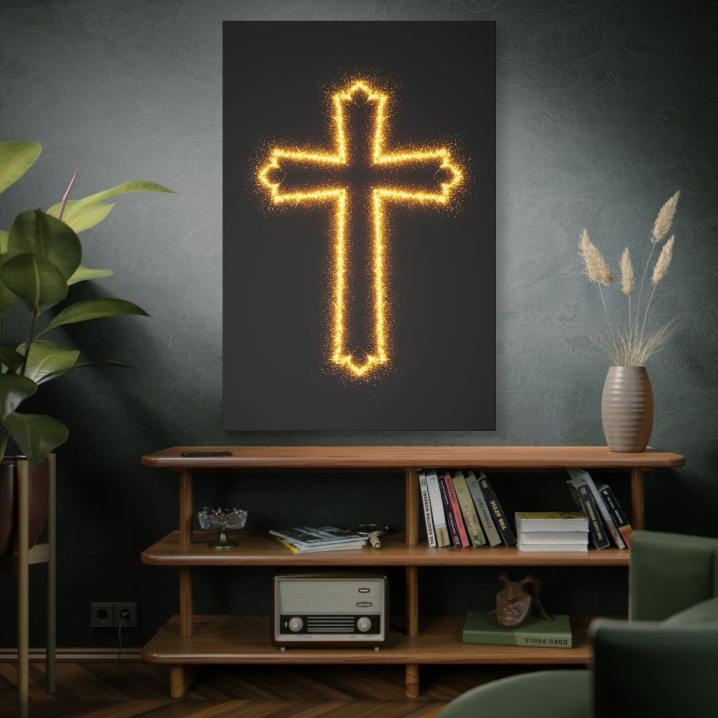 Glowing Cross Matte Canvas Wall Art