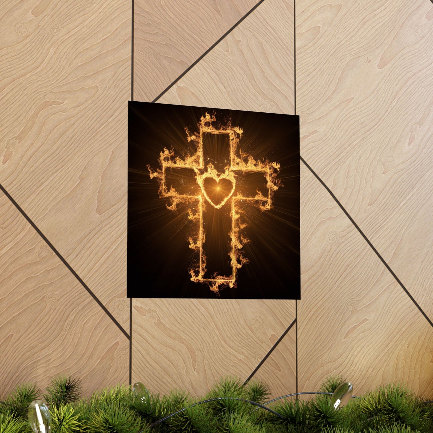Spiritual Matte Vertical Posters - Fiery Cross Design