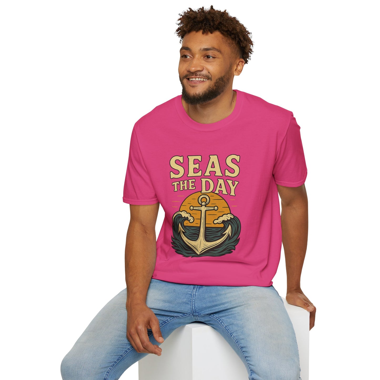 Seas the Day Shirt – Nautical Anchor Ocean Tee | Coastal Beach Graphic T-Shirt | Funny Seaside Pun Gift | Unisex Summer Travel Top