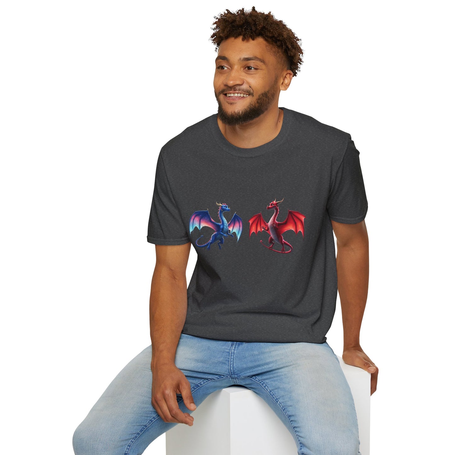 Dragon Duel Fantasy T-Shirt | Fire & Ice Dragon Graphic Tee | Unisex Gamer Shirt | DnD Gift | Cool Mythical Creature Shirt