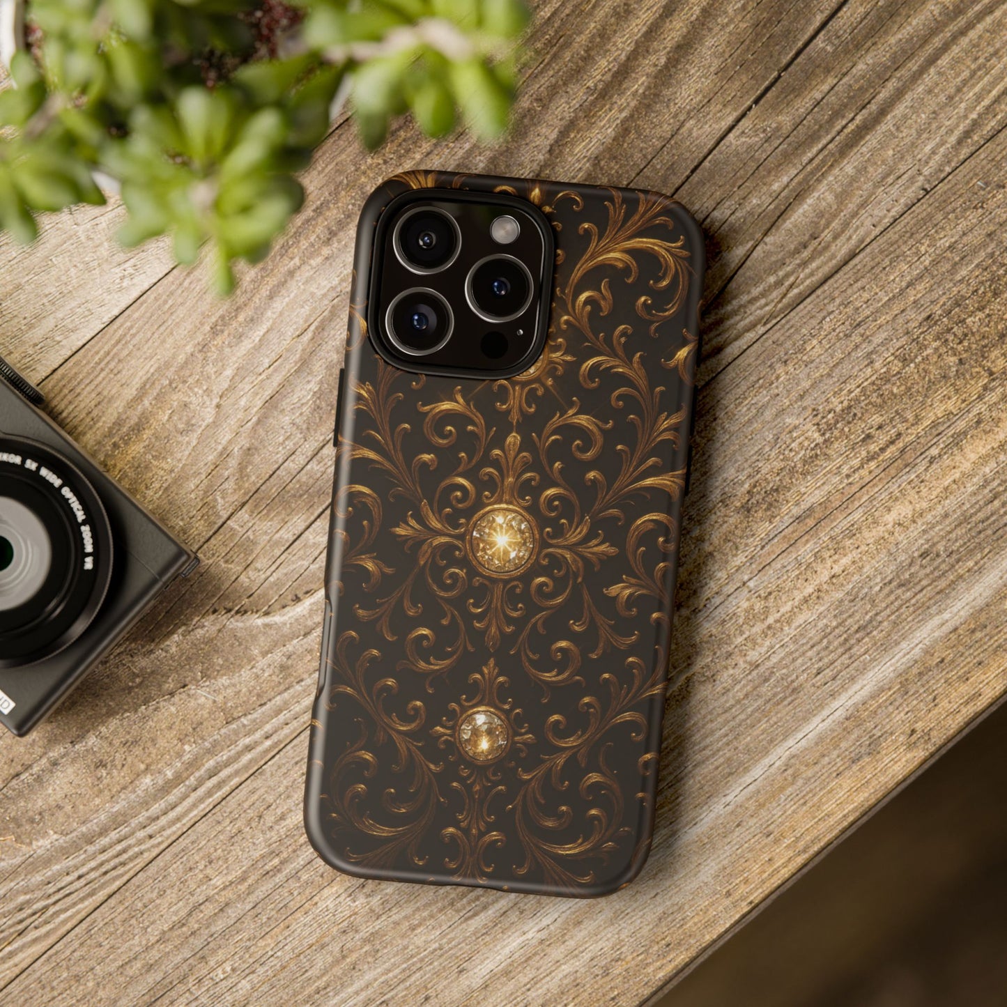Baroque iPhone Case β Elegant Gold Floral Scroll Design for iPhone 16, 15, 14, 13, Pro Max & More