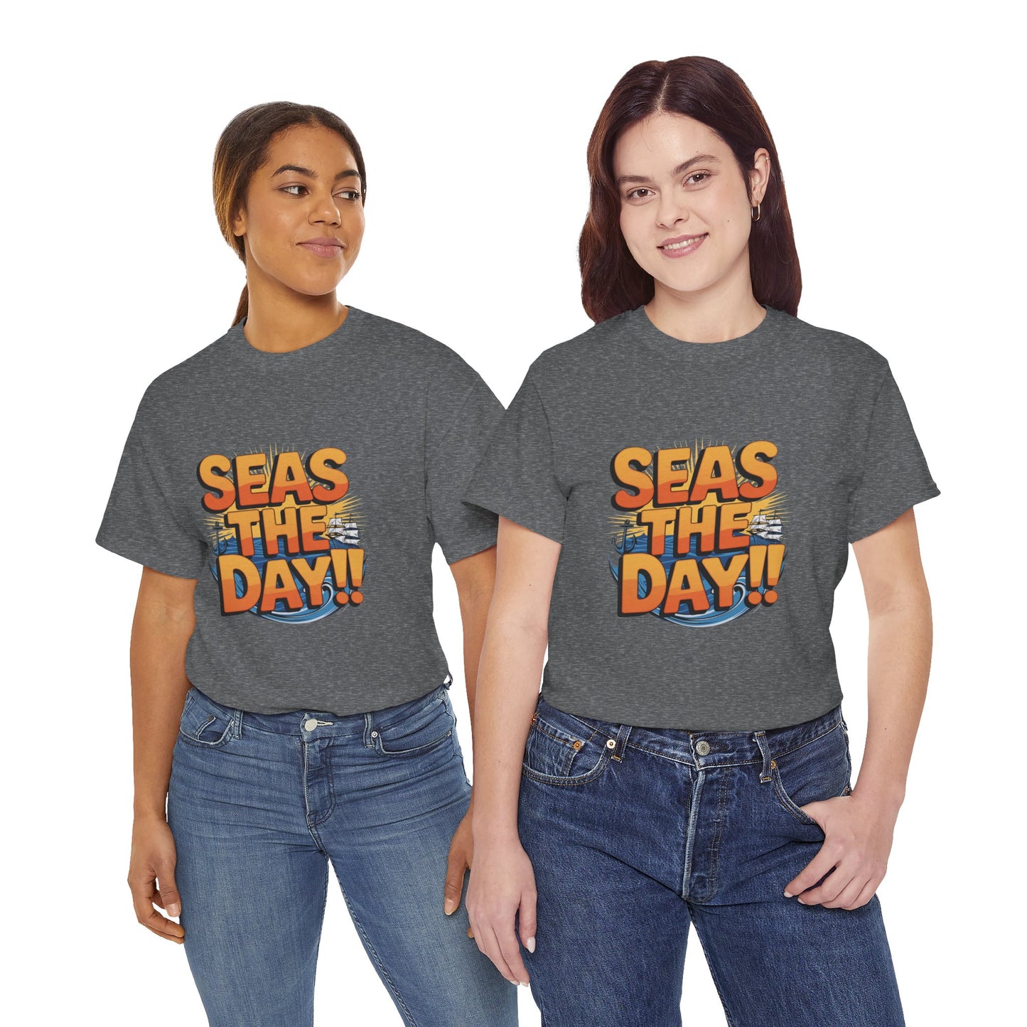Seas The Day!! Tee • Ocean Pun Graphic Shirt • Comfort Colors Unisex Beachy Vibes • Nautical Aesthetic • Gift for Sea Lovers & Summer Vacays