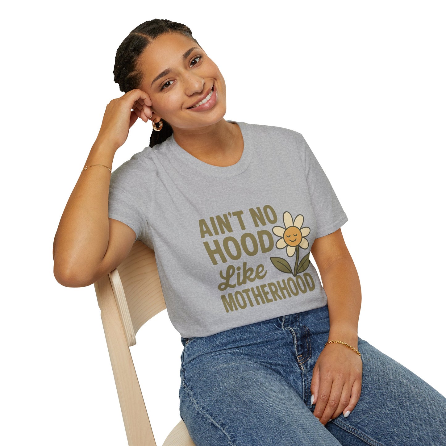Ain't No Hood Like Motherhood T-Shirt - Unisex Softstyle Tee for Moms Mother's Day Gift