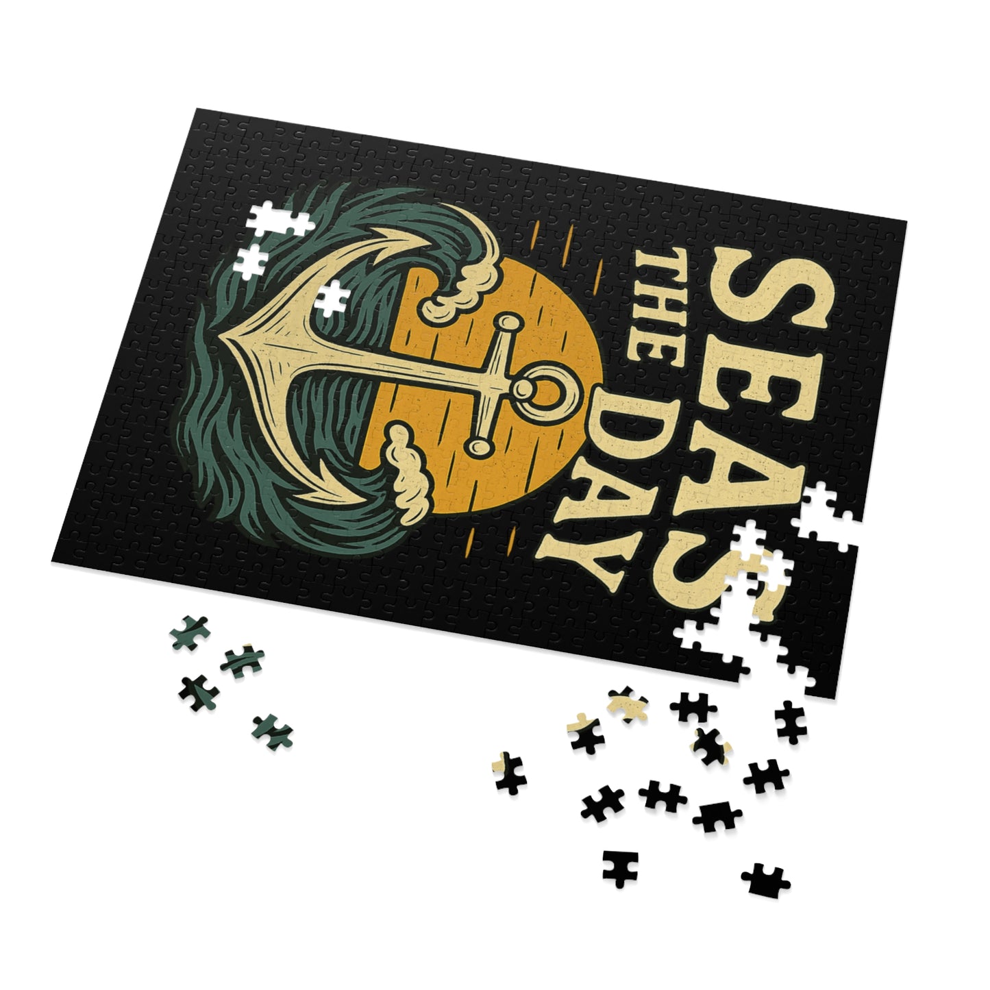 Seas the Day Puzzle – Nautical Jigsaw Puzzle with Anchor Design, Ocean Quote Gift for Puzzle Fans & Coastal Decor Lovers