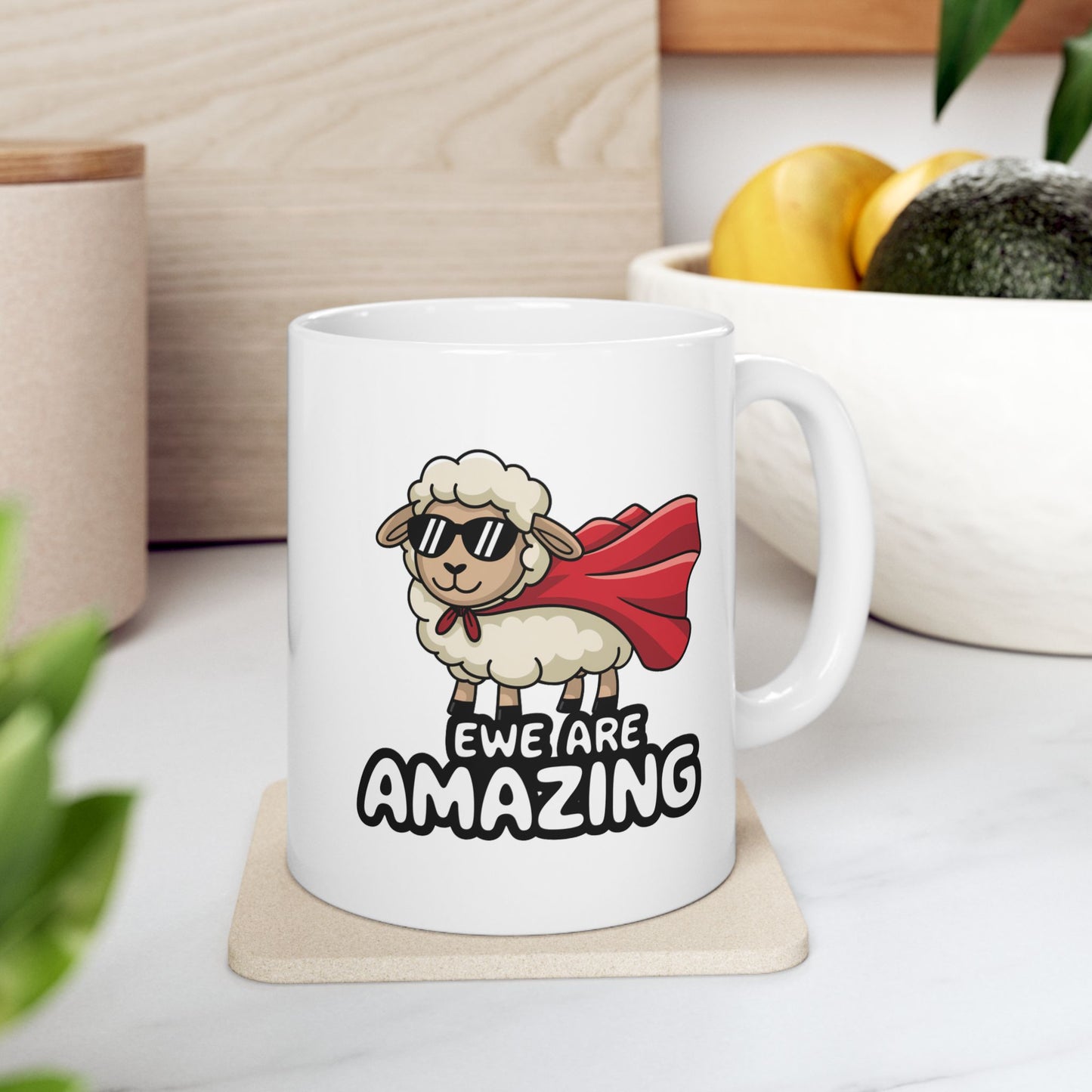 Mug with Sheep Design - Ewe Are Amazing Animal Cup Funny Mug Inspirational Cup Positive Decor