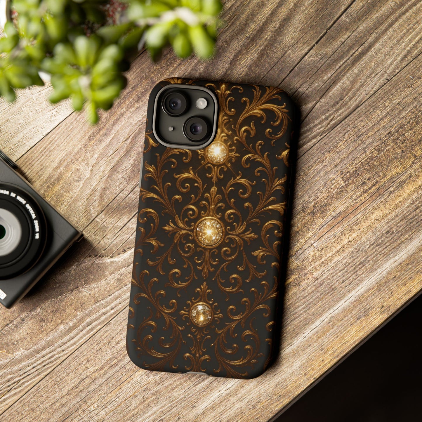Baroque iPhone Case β Elegant Gold Floral Scroll Design for iPhone 16, 15, 14, 13, Pro Max & More