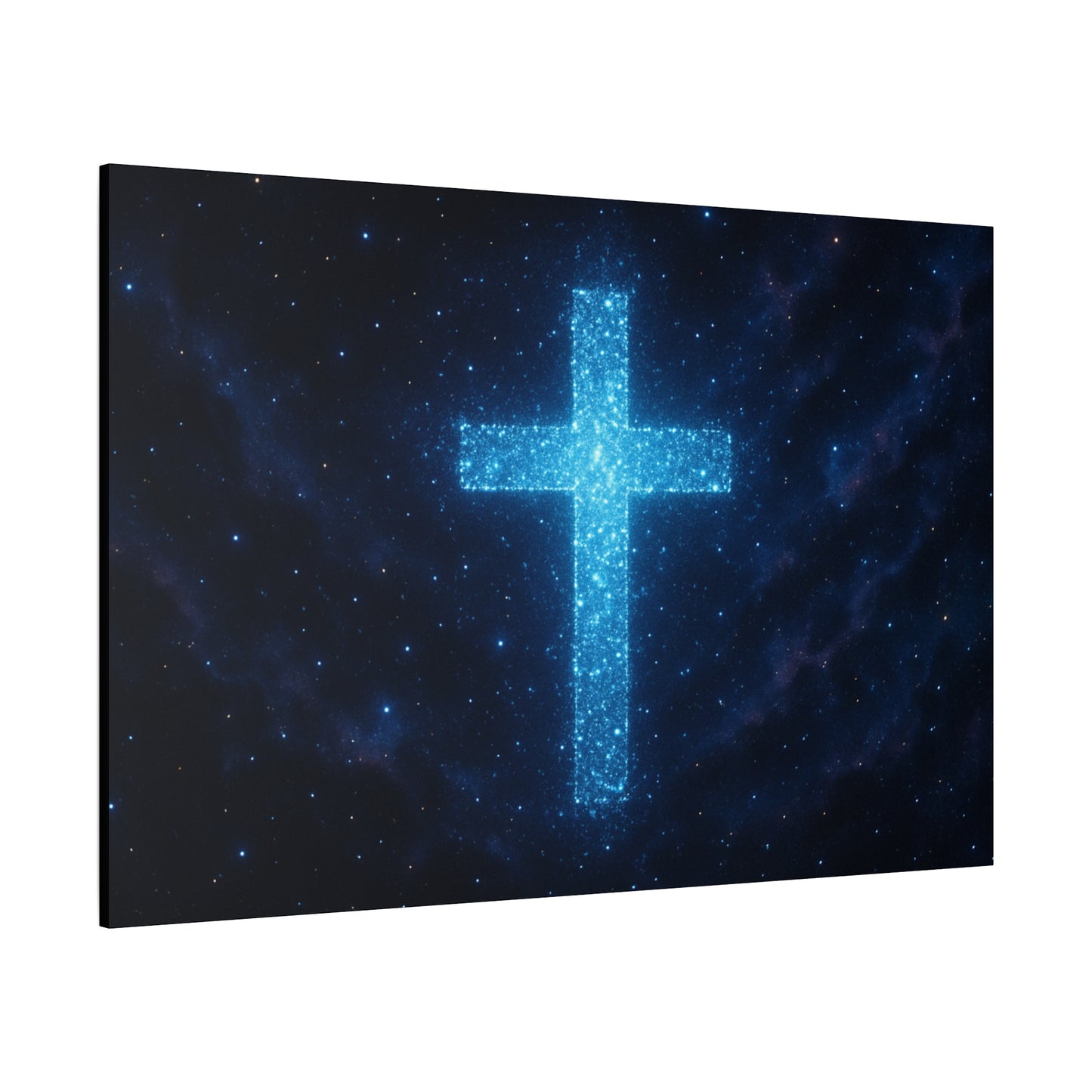Canvas Wall Art - Bioluminescent Cross Design Spiritual Decor Christian Art Religious Canvas Gift for Believers
