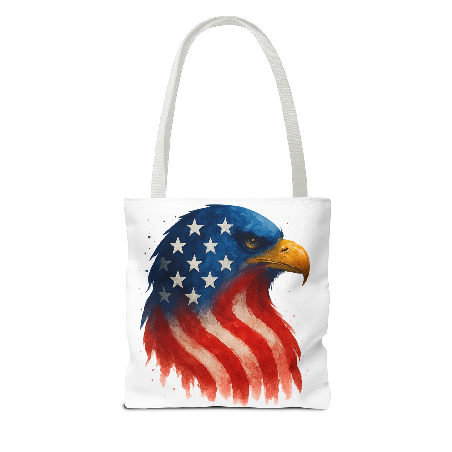 Patriotic Eagle Tote Bag USA Flag Canvas Carryall - Eco-Friendly Independence Day, Memorial Day Gift for Veterans, Reusable Shopping Bag