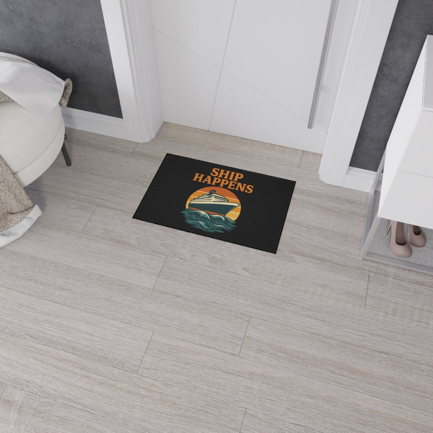 Floor Mat - Cruise Ship 'Ship Happens' Design Nautical Decor Gift for Traveler Ocean Mat Sea Decoration