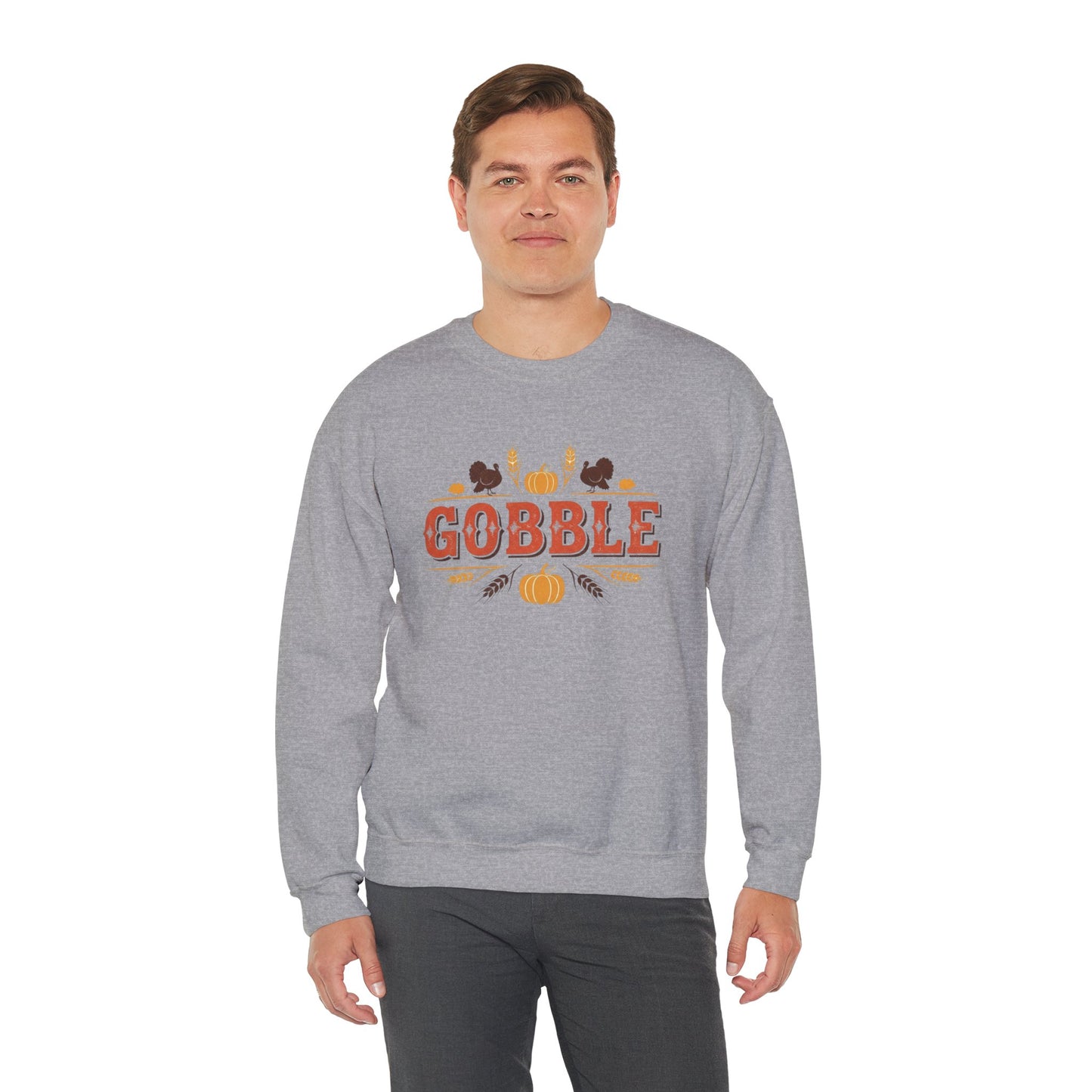 Gobble Thanksgiving Sweatshirt, Fall Pumpkin Turkey Shirt, Cozy Autumn Crewneck, Cute Gobble Pullover, Thanksgiving Dinner Outfit