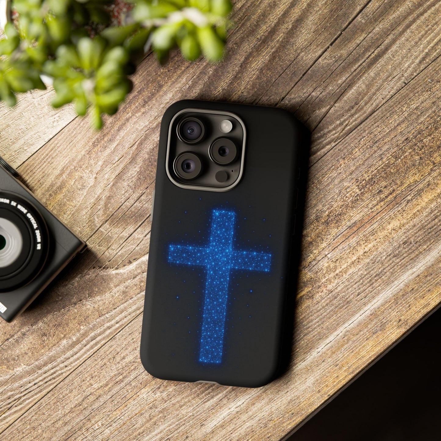 iPhone Case - Bioluminescent Cross Design Christian Phone Case Spiritual iPhone Case Gift for Believers