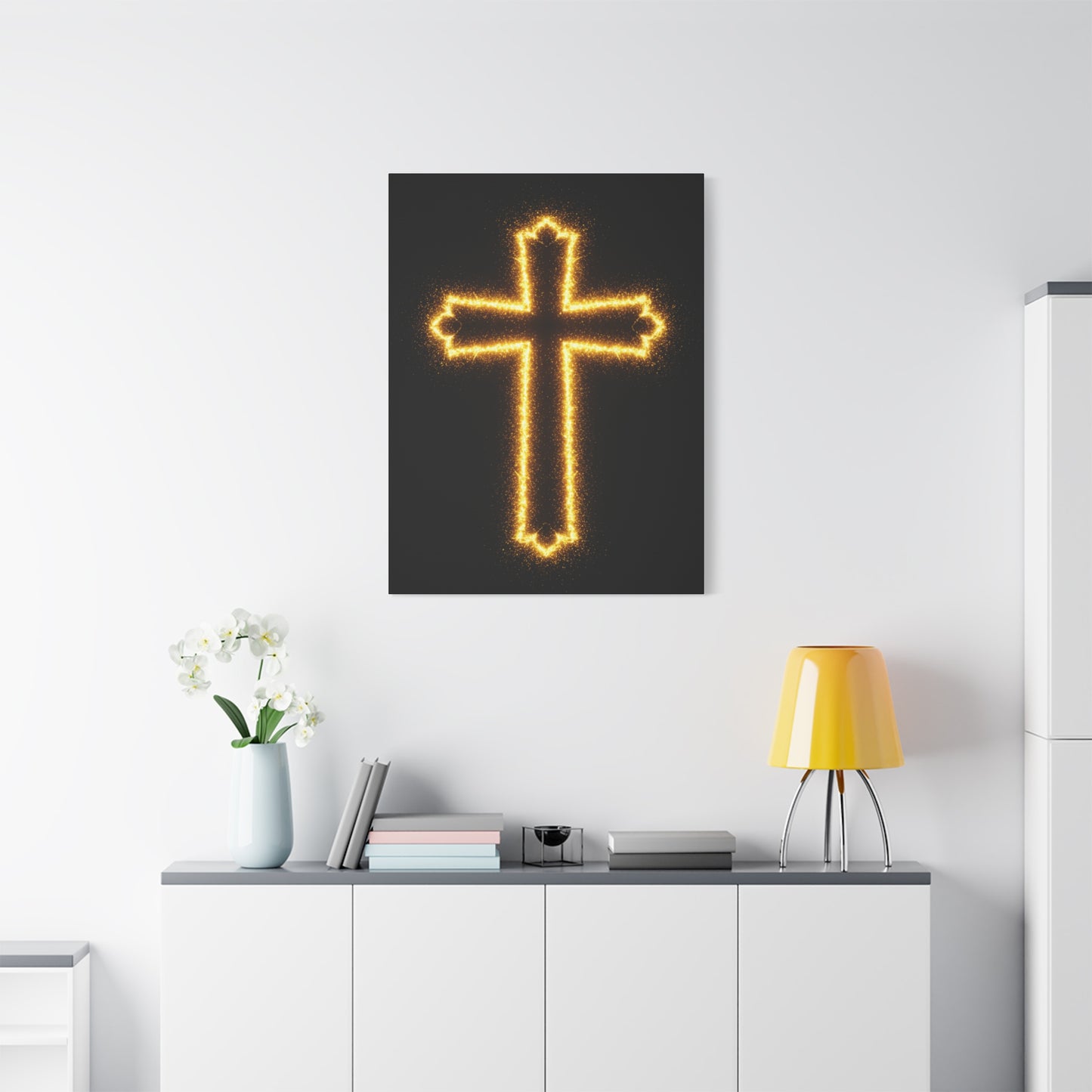 Glowing Cross Matte Canvas Wall Art