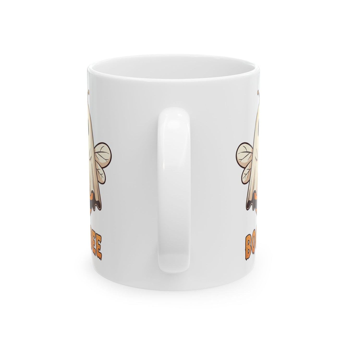 Boo Bee Halloween Mug - Funny Ghost Bee Coffee Cup, Spooky Season Pun Mug, Cute Fall Gift, 11oz and 15oz Ceramic Mug for Bee Lovers