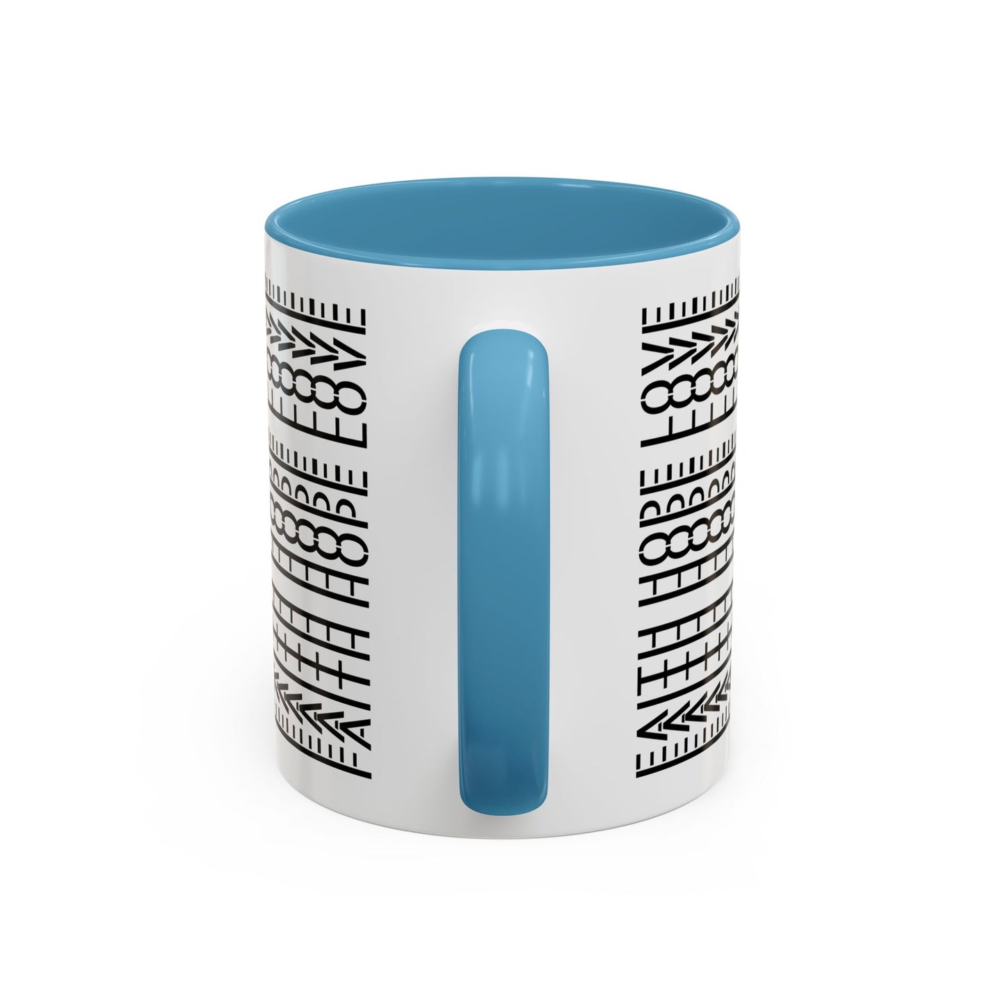 Hidden Message Mug - Faith Hope Love Mug with Vertical Text Wrap, 11oz Christian Coffee Cup, Modern Minimalist Scripture Gift